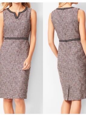 Talbots Sleeveless Tweed Sheath Dress in Blush-Multi